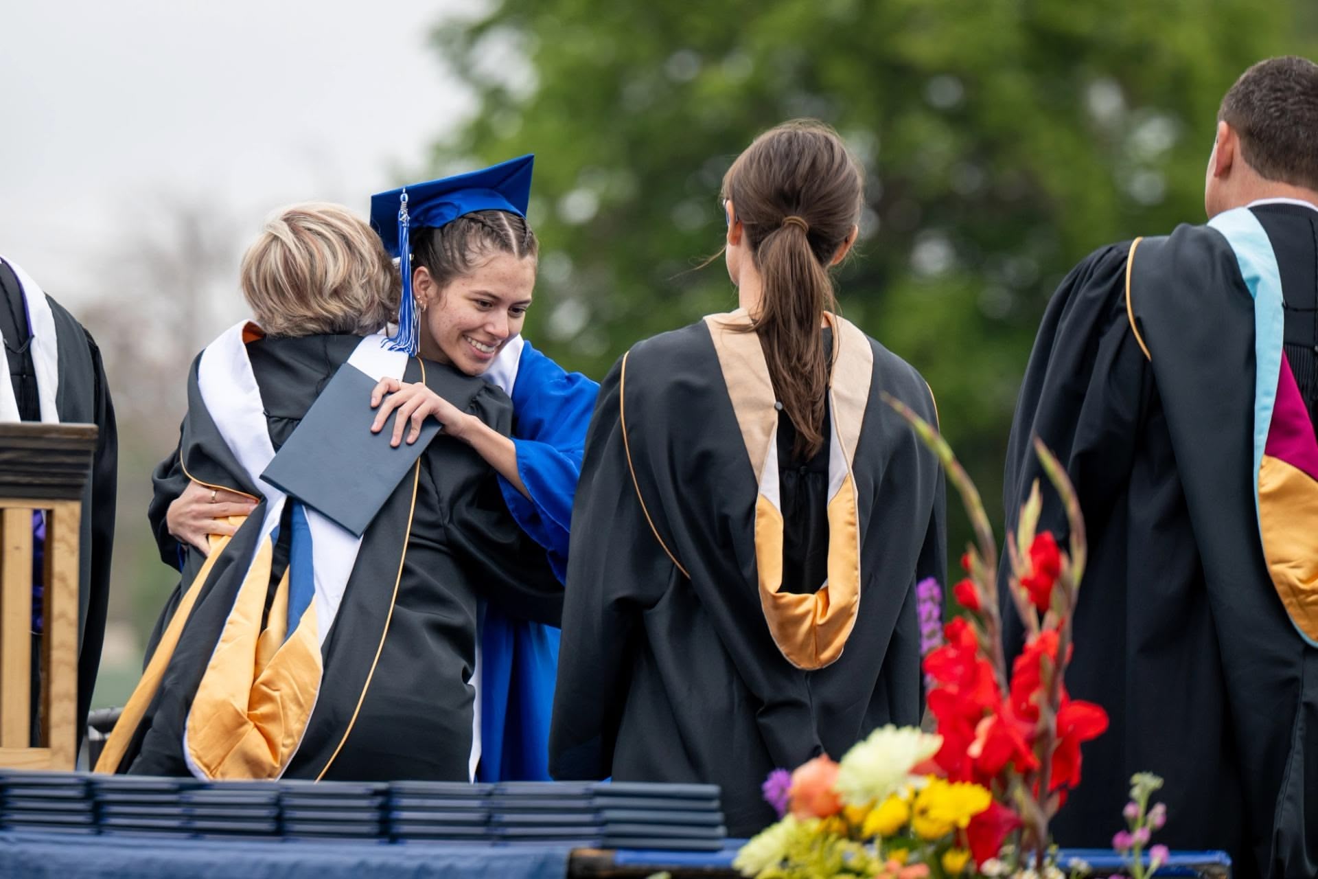 School leader working with staff